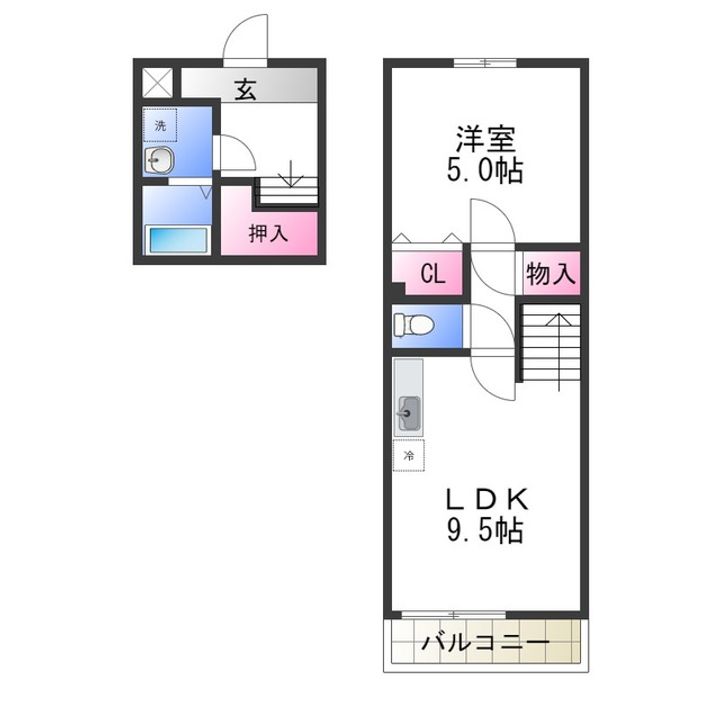 スリーハーブズ天美西の間取り