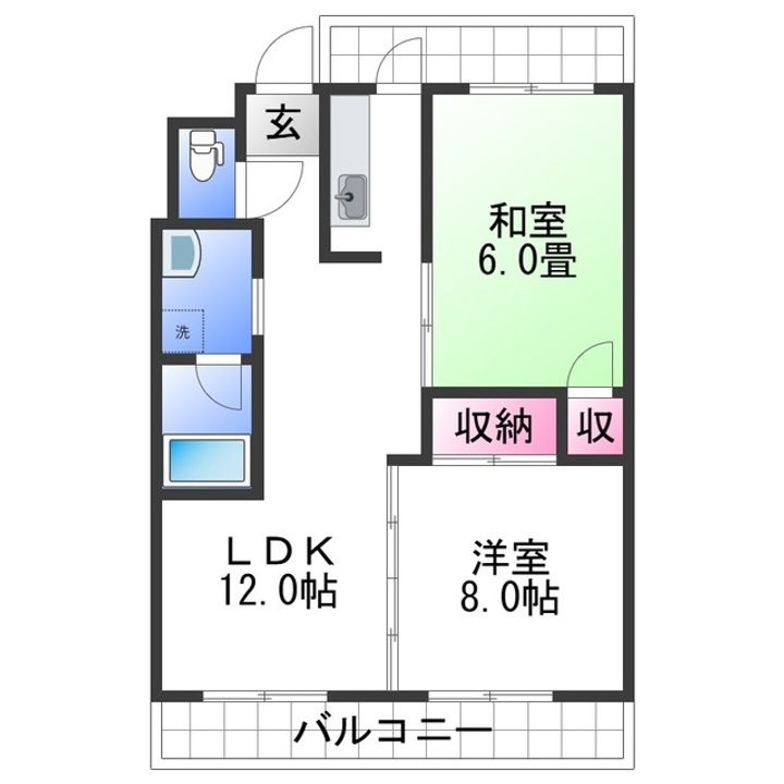 メゾンクロダ壱番館205の間取り