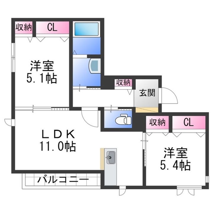 テラス新中通の間取り