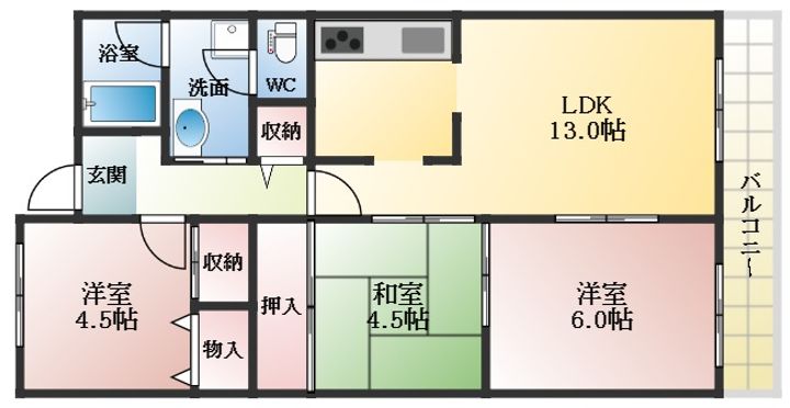 メゾンドール富田林の間取り