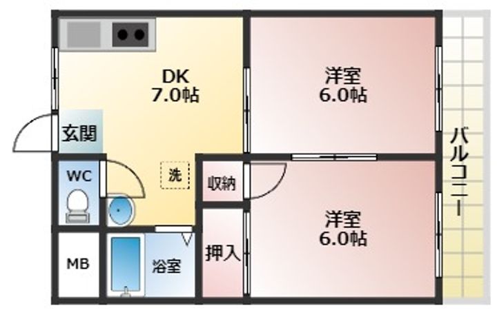 尾崎ハイツ A棟の間取り