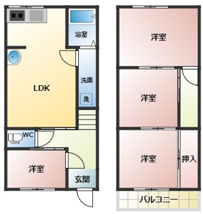 大阪府松原市天美東1丁目(一戸建)の賃貸物件の間取り