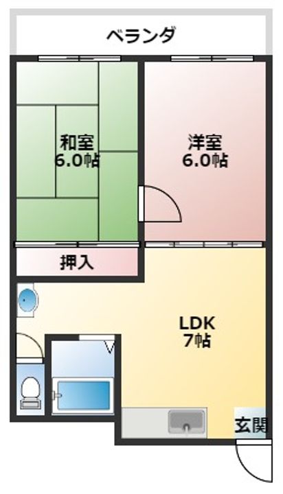 福田コーポの間取り