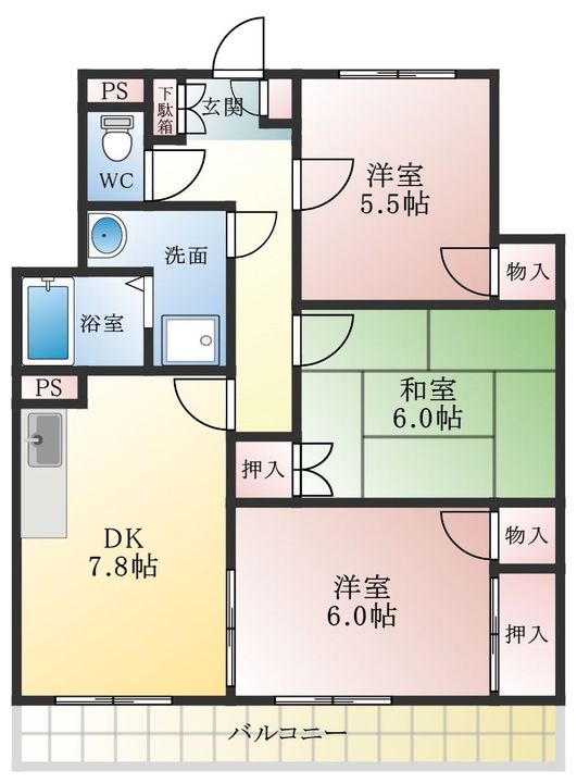 新栄プロパティー古市Ⅱの間取り