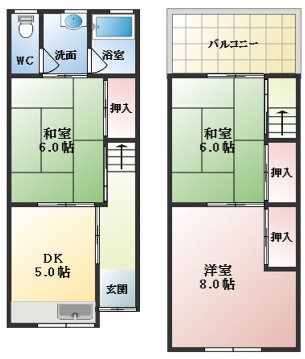 大阪府松原市天美東1丁目(一戸建)の賃貸物件の間取り