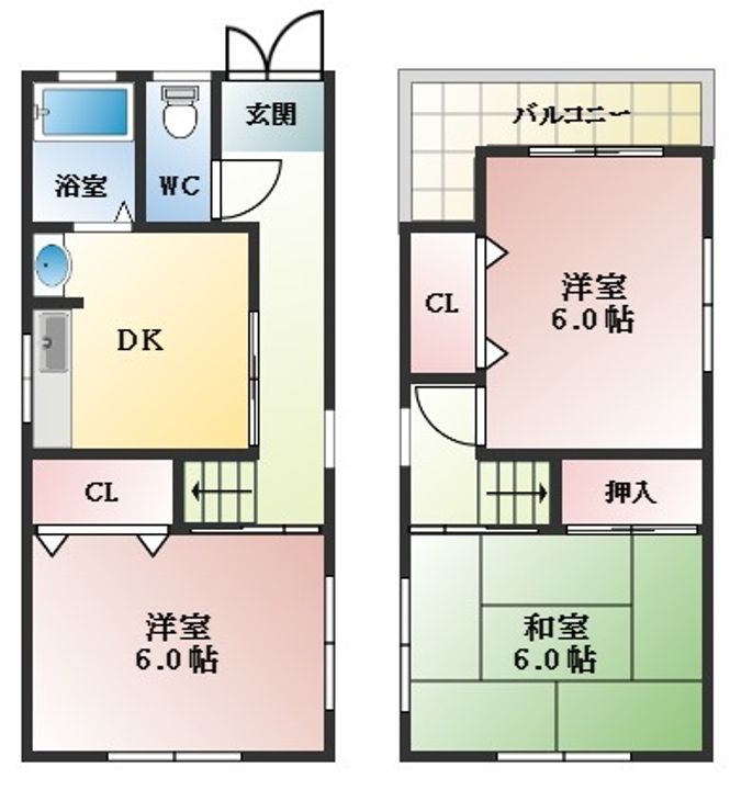 大阪府藤井寺市北條町(一戸建)の賃貸物件の間取り