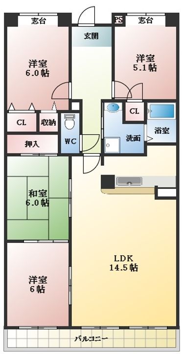 メゾンドールウイングヒルズ参番館の間取り