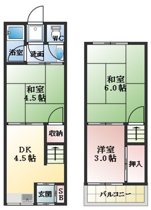 大阪府松原市高見の里6丁目(一戸建)の賃貸物件の間取り