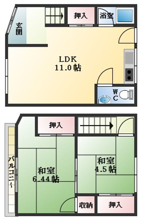 大阪府羽曳野市野々上4丁目(一戸建)の賃貸物件の間取り