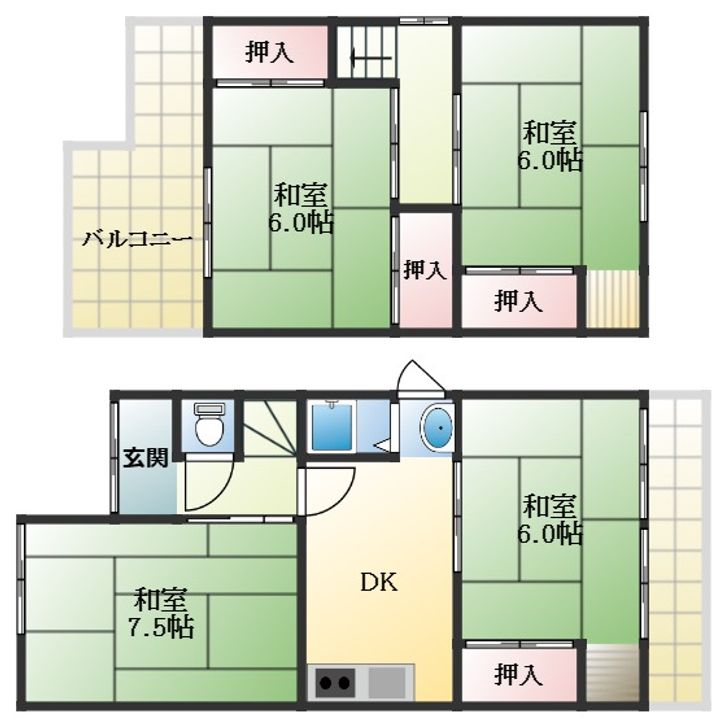 大阪府松原市高見の里6丁目(一戸建)の賃貸物件の間取り