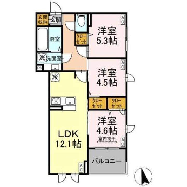 D−ROOM田町Bの間取り