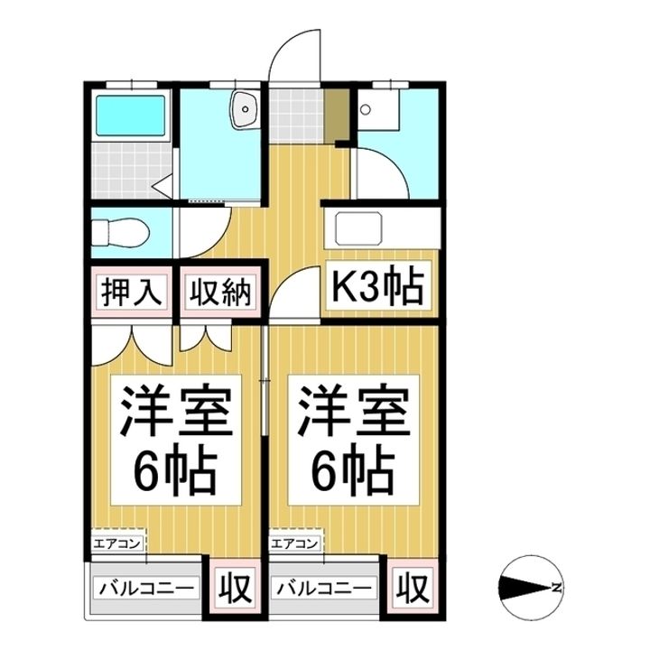 コスモスハイツ202の間取り