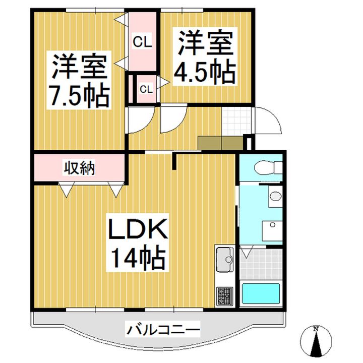 アメニティ三本柳B302の間取り