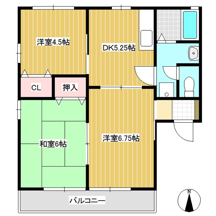 サンコート古里 C棟102の間取り