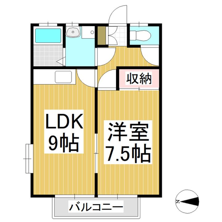 長野県上田市生田の賃貸アパートの間取り