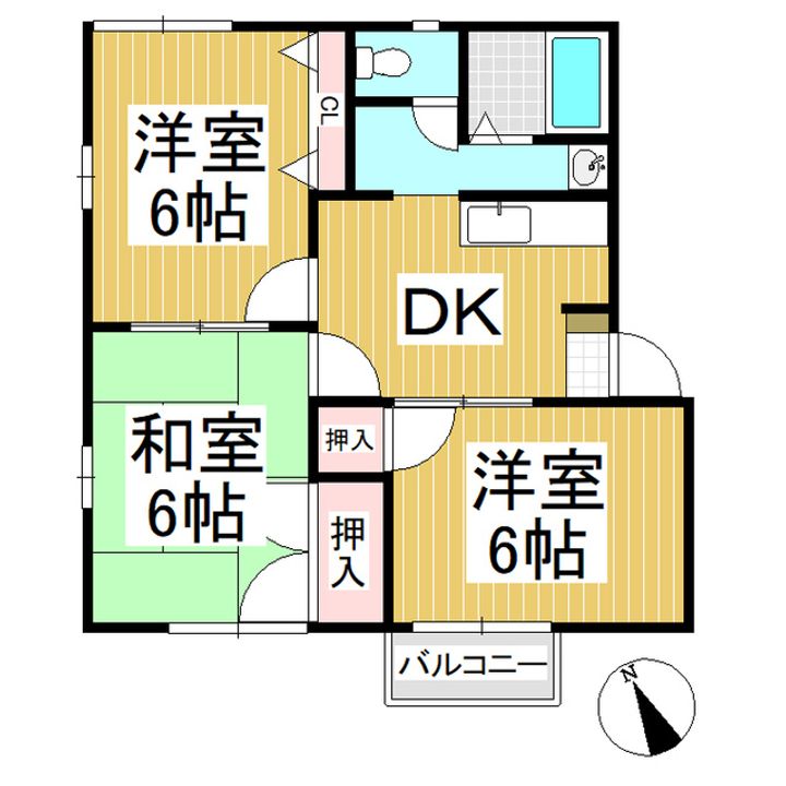 タウニィトミタケ B棟202の間取り