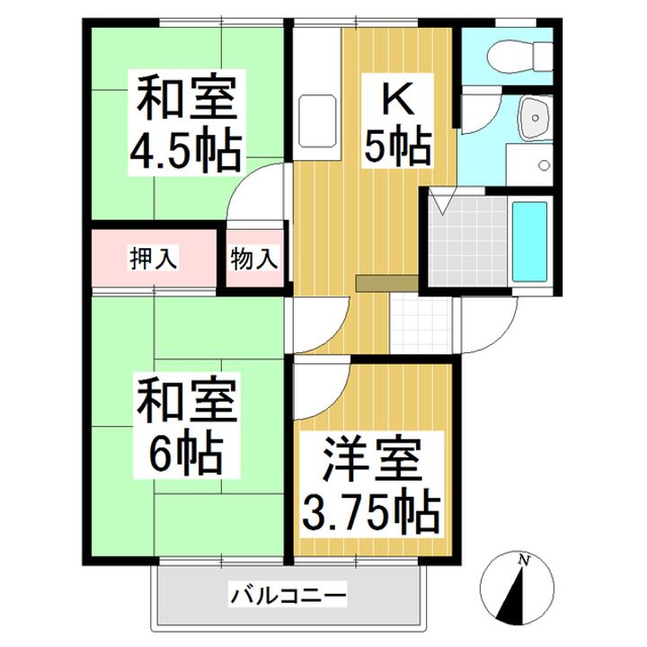 サニーハイツA(住吉)2Bの間取り