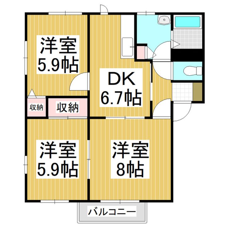 コスモスハイツ D棟201の間取り