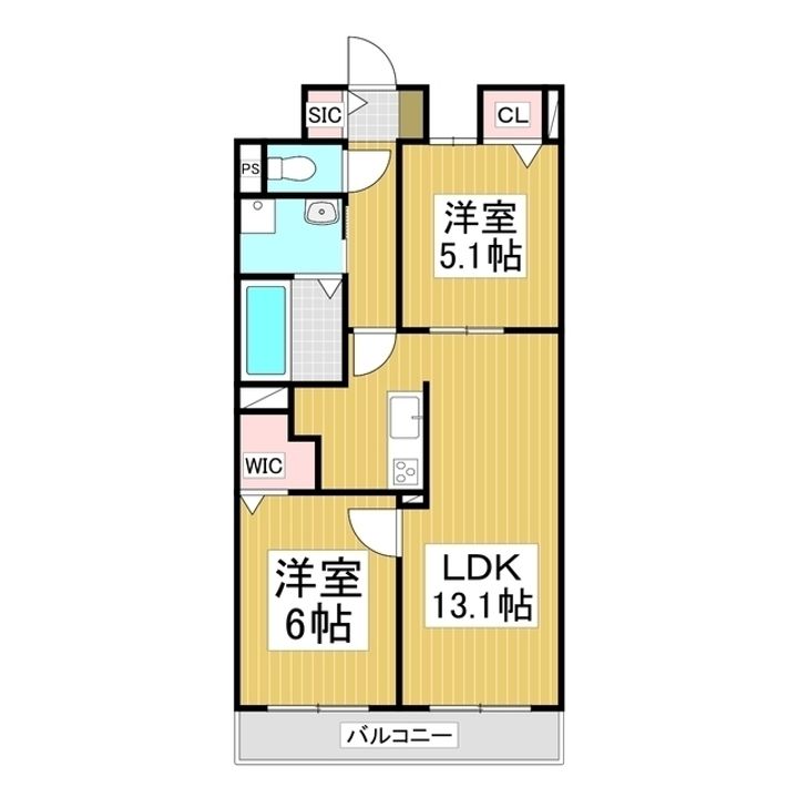 コンフォーティア南箕輪Ⅱ A棟105の間取り