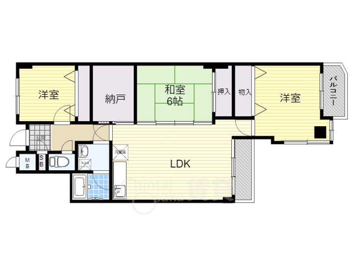 大阪府池田市建石町の賃貸マンションの間取り
