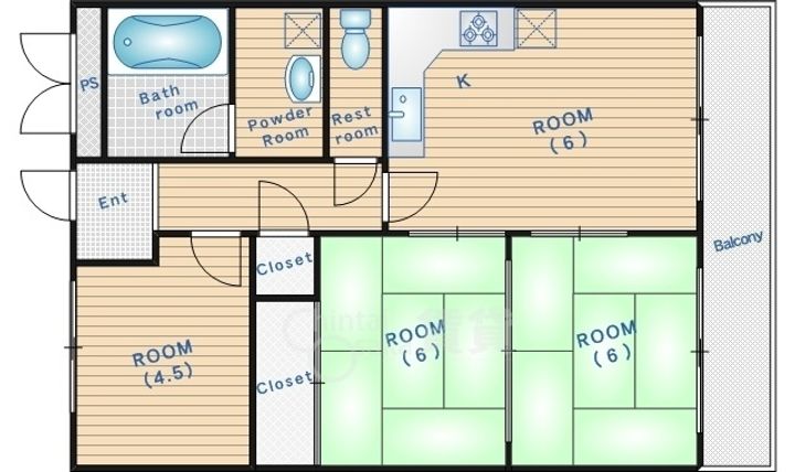 大阪府吹田市五月が丘東の賃貸マンションの間取り