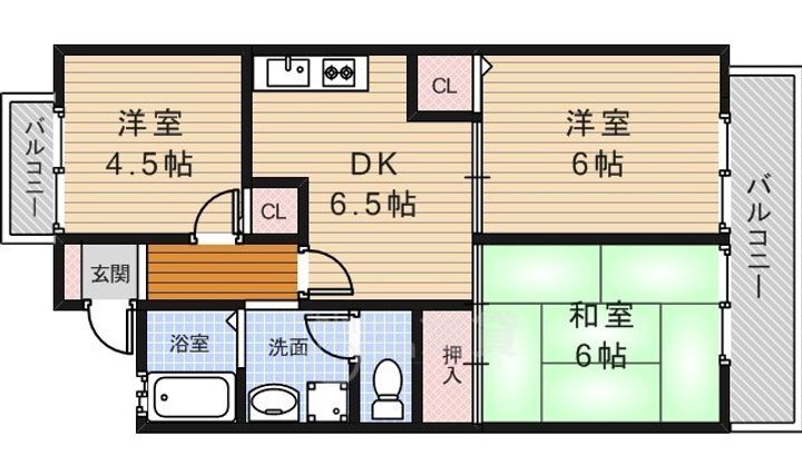 大阪府箕面市半町3丁目の賃貸アパートの間取り
