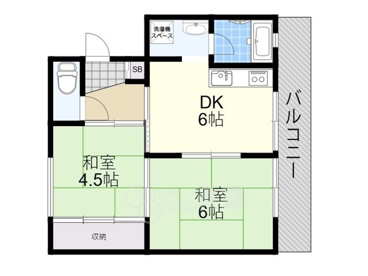 大阪府箕面市桜井2丁目の賃貸マンションの間取り