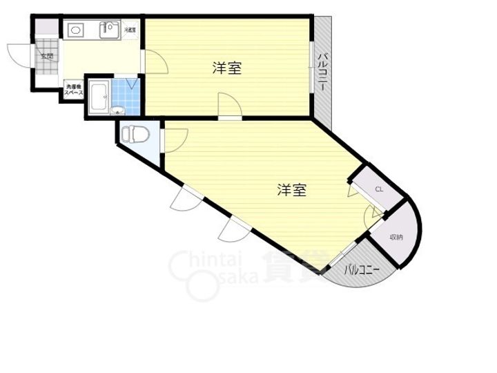 大阪府箕面市箕面8丁目の賃貸マンションの間取り