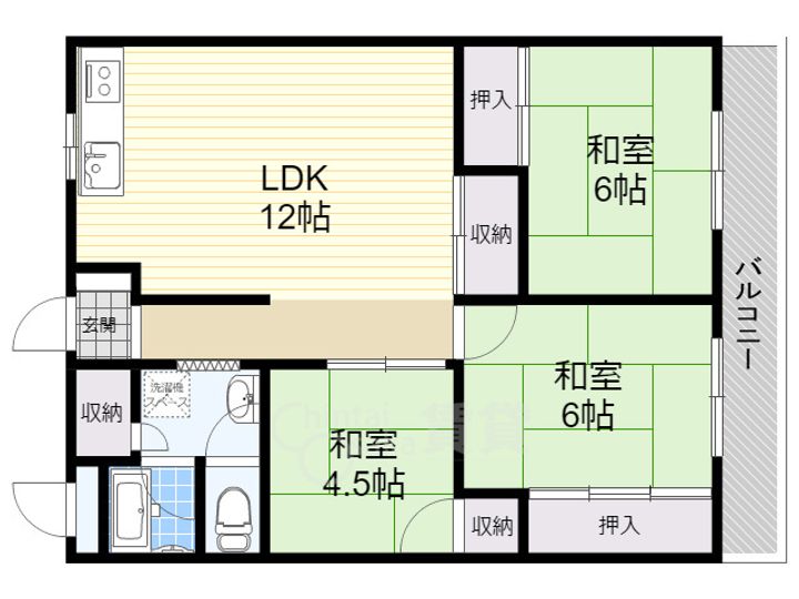 兵庫県川西市満願寺町の賃貸マンションの間取り