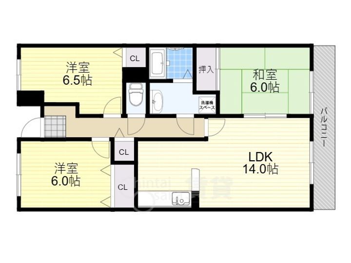 大阪府箕面市新稲7丁目の賃貸マンションの間取り