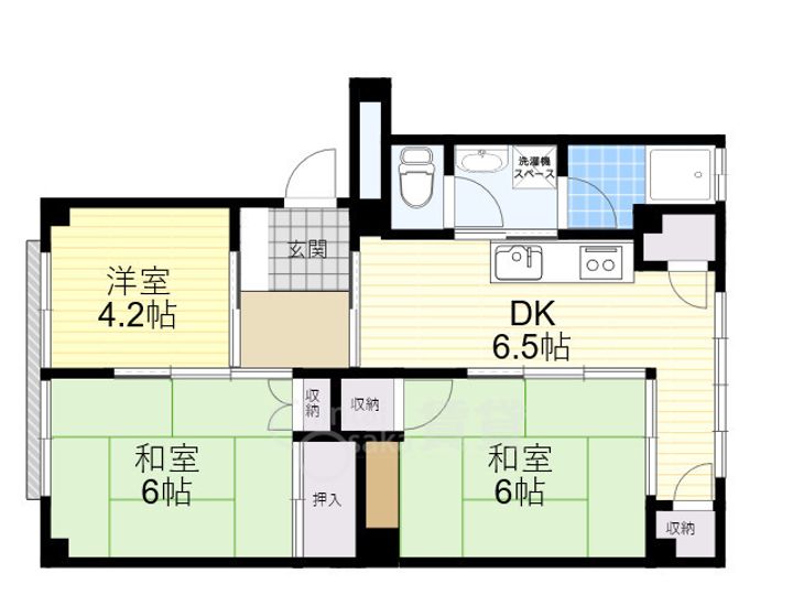 大阪府箕面市船場西2丁目の賃貸マンションの間取り