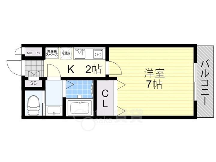 大阪府池田市井口堂2丁目の賃貸マンションの間取り