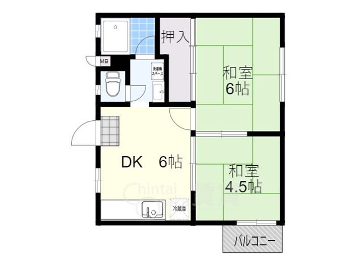 大阪府豊中市岡町北2丁目の賃貸アパートの間取り