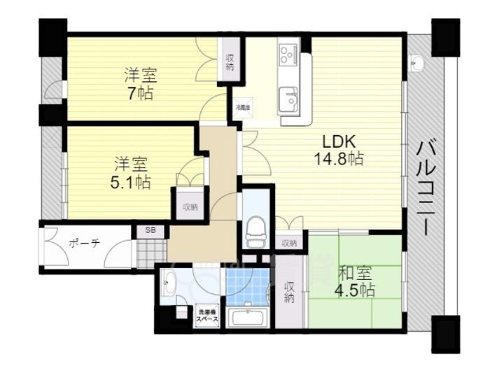 大阪府豊中市南桜塚2丁目の賃貸マンションの間取り