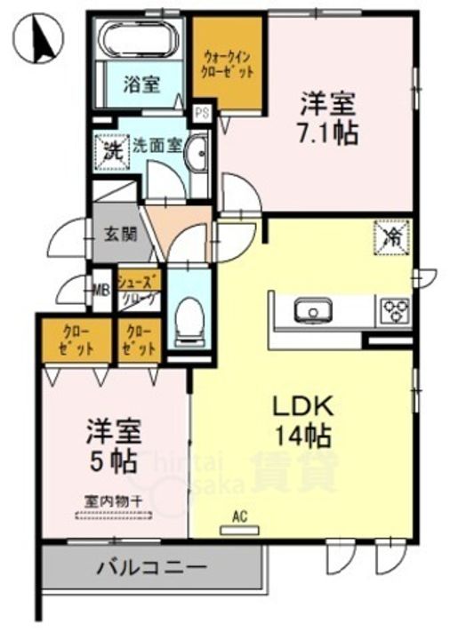 大阪府吹田市広芝町の賃貸マンションの間取り