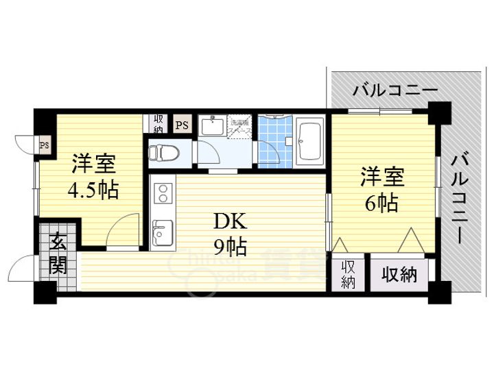 大阪府吹田市南金田1丁目の賃貸マンションの間取り