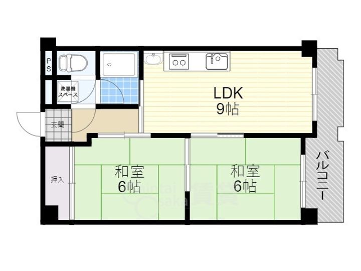 大阪府豊中市南桜塚4丁目の賃貸マンションの間取り
