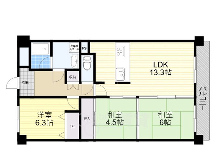 大阪府吹田市江坂町2丁目の賃貸マンションの間取り