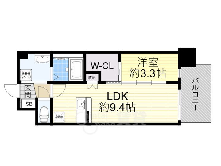 大阪府吹田市江坂町1丁目の賃貸マンションの間取り