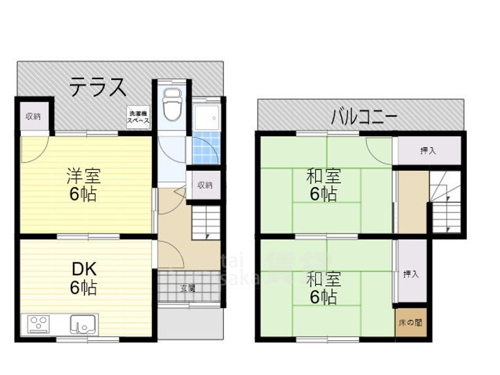 大阪府豊中市曽根西町1丁目(一戸建)の賃貸物件の間取り