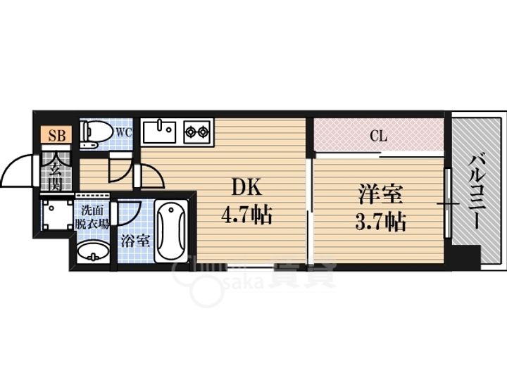 大阪府大阪市東淀川区東中島1丁目の賃貸マンションの間取り