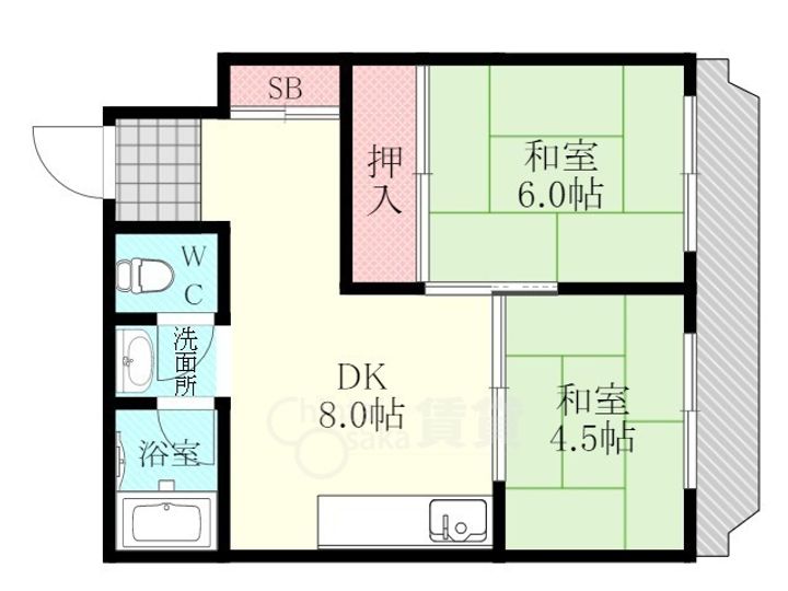 大阪府大阪市東淀川区豊里2丁目の賃貸マンションの間取り