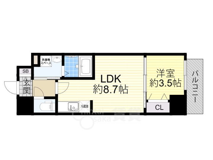 大阪府吹田市江坂町5丁目の賃貸マンションの間取り