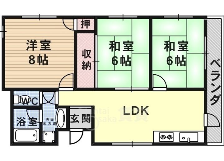 大阪府茨木市大池1丁目の賃貸マンションの間取り