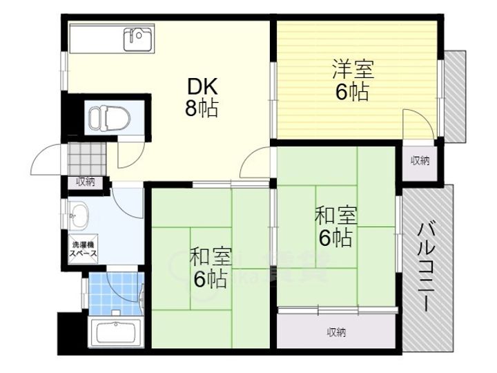 大阪府茨木市並木町の賃貸マンションの間取り