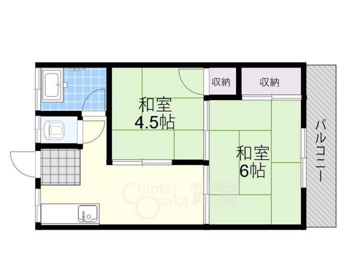 大阪府茨木市沢良宜西2丁目の賃貸アパートの間取り