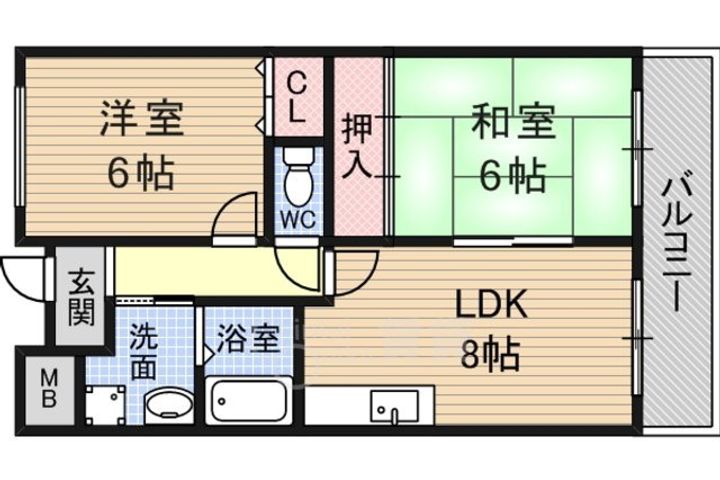 大阪府摂津市一津屋2丁目の賃貸マンションの間取り