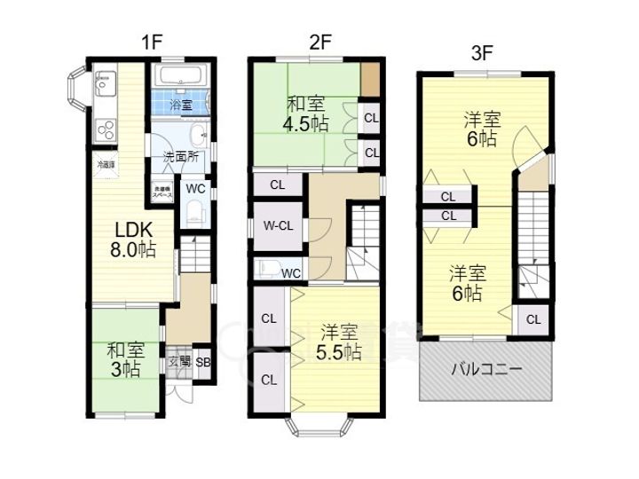 大阪府大阪市福島区大開1丁目(一戸建)の賃貸物件の間取り