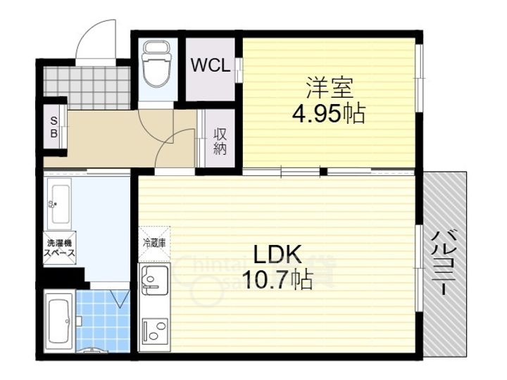 大阪府吹田市山田北の賃貸アパートの間取り