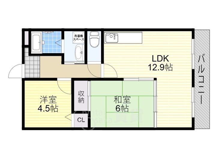 大阪府池田市渋谷3丁目の賃貸マンションの間取り